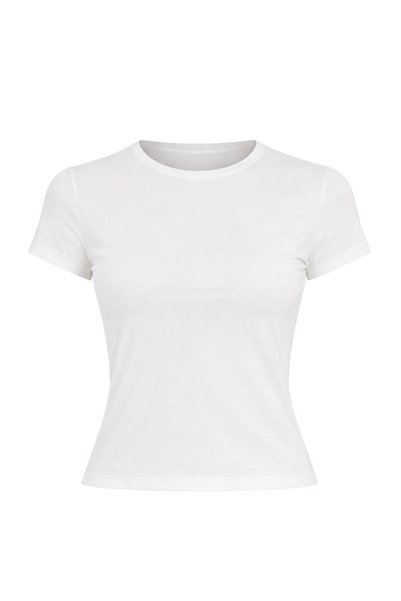 ModaAzen White Crew Neck Ultra Soft Women's Short Sleeve Bodysuit
