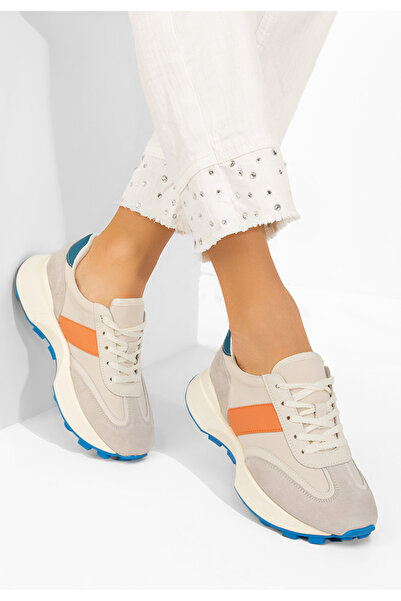 B T Shoes Γυναικεία δερμάτινα αθλητικά παπούτσια Odeia μπεζ