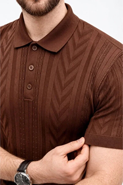 Savira Men's Summer Knitwear T-Shirt Short Sleeve Polo Collar Buttoned T-Shir...