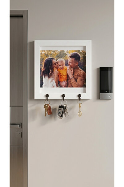 Sapphireworks Fotoğraf Çerçeveli Anahtarlık Askılığı – 3 Kancalı Beyaz Anahta...