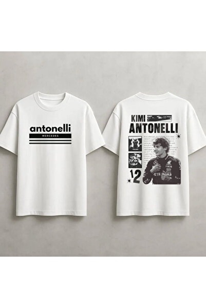 STİL-X Formula 1 Andrea Kimi Antonelli Baskılı Unisex %100 Pamuklu Oversize T...