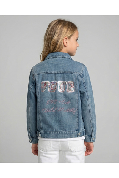 melisam.msg Κοριτσίστικο 100% λινό τζιν μπουφάν VGUE