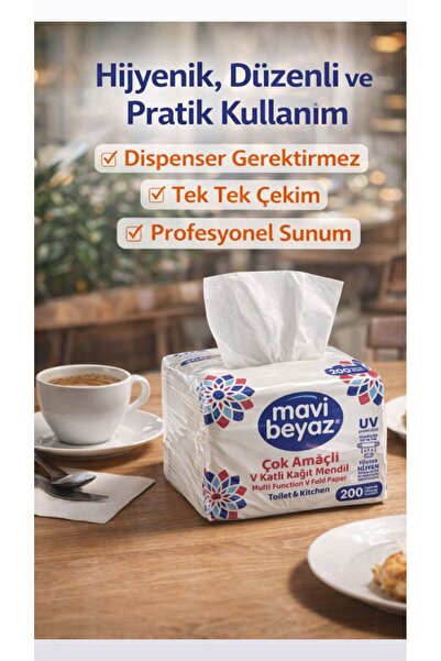 figanlar ambalaj Dispenser Peçete 200'lü – Tek Tek Çekmeli Hijyenik Masa Üstü...