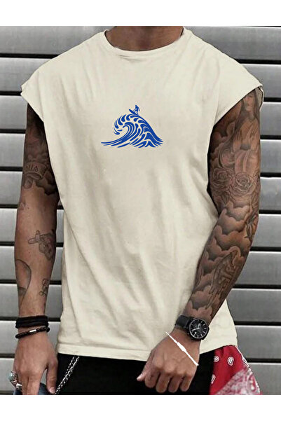 SUNFREE Ανδρικό μπλουζάκι με στάμπα SURF, χωρίς μανίκια, oversize