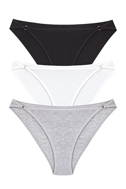 CSN CASANO Women's 3-Piece Cotton High Waist Ring Detailed Slip