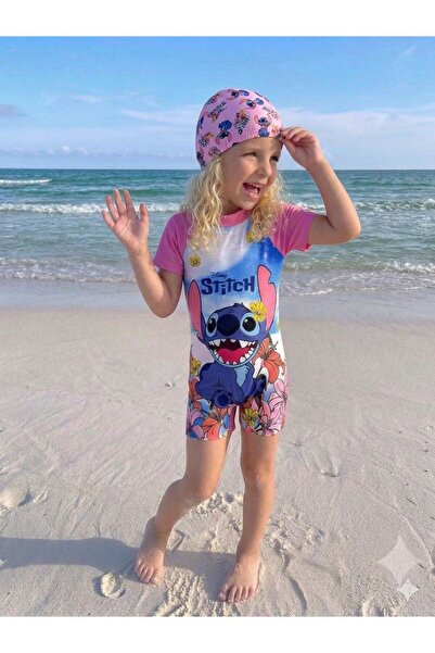 ues Costum de baie tip salopetă cu imprimeu cu personaje pentru fete 5