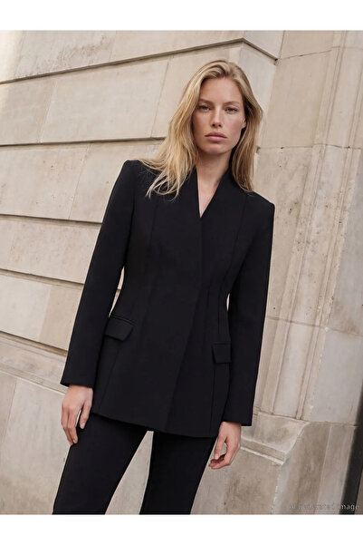LC Waikiki LCW Vision Siyah Şal Yaka Kadın Blazer Ceket
