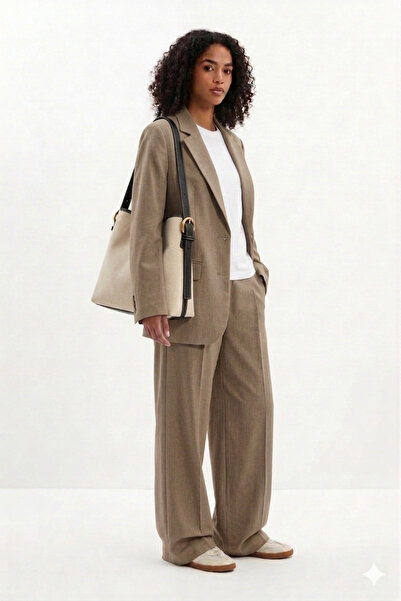 H&D COLLECTİON Large Size Shopper Bag with Soft Wicker Interior, Leather Fast...