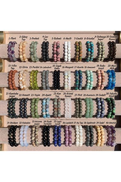 Taşmir Spectrolite Original Real Natural Stone Bracelet 8 mm