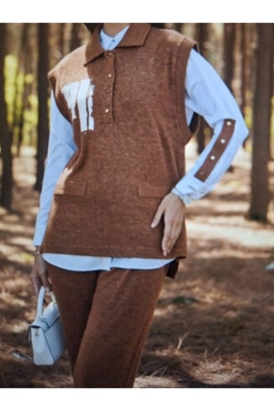 Moodbasic Serpme Stone-Embellished Sweater Triple Set-24691