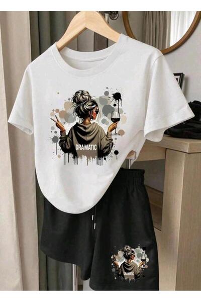 Lario Noixe 2 Piece Dramatic Sarcastic Slogan Funny Printed Women's Sorts Set