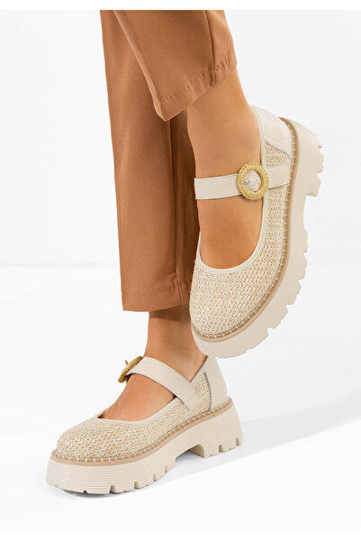 B T Shoes Дамски кожени обувки Вамя бежови