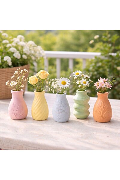 Sisay Home Σετ 5 Μίνι Κεραμικά Βάζα σε Παστέλ Χρώματα – Διακοσμητικά Βάζα για...