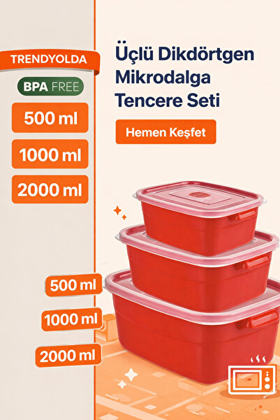 HOBBY LİFE Bpa Free 3-Piece Microwave Storage Container Set 500-1000-2000 ml ...