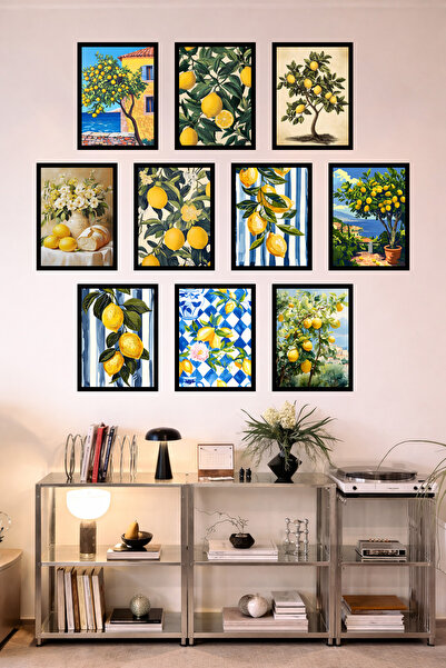 UNT 10-Piece Frame-Looking Feng Shui, Lemon, Japanese Style Minimalist Painti...