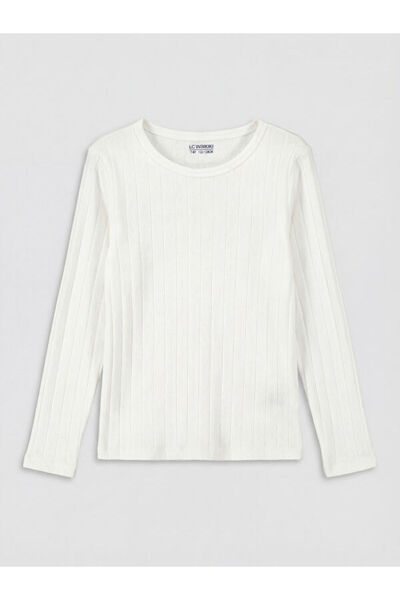 LC Waikiki RMZ GİYİM FARKIYA تي شيرت للفتيات بياقة روبا وأكمام طويلة