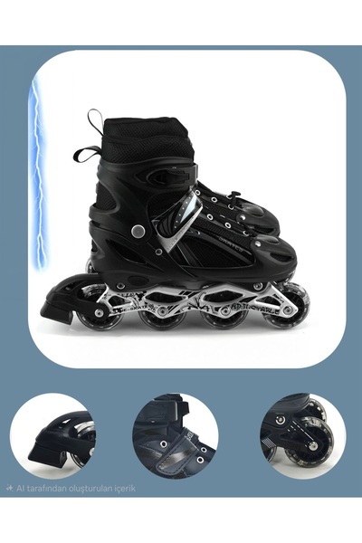 İkonio Çocuk Işıklı Ayarlanabilir Alıştırma Pateni-Alüminyum Gövde/31-34 numa...