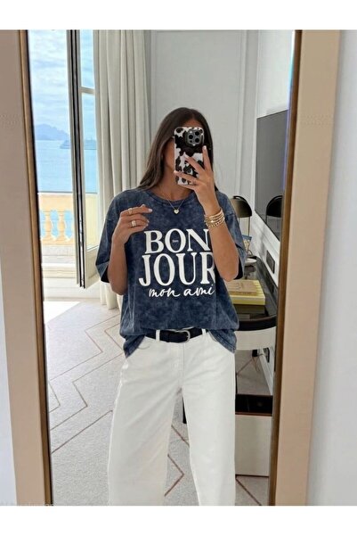 Noi Belis Oversize Printed Knitted T-Shirt Ss26Ts0050