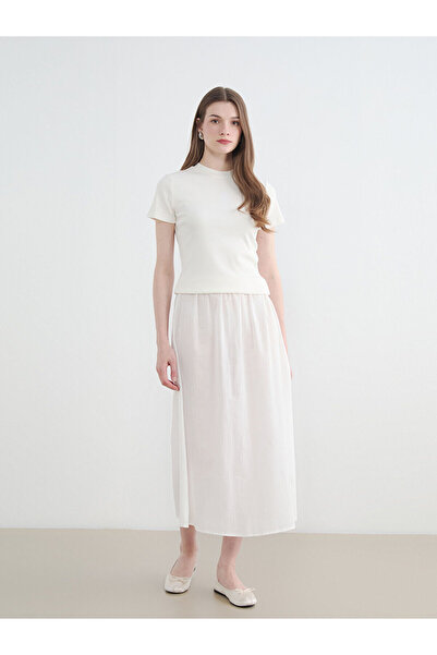 LC Waikiki Nevavm Flared Skirt with Elastic Waist and Difference in Color