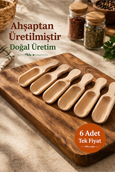 KEA Doğal Ahşap Baharat Kaşığı 9 cm Mini Ölçü Kaşığı – Baharat, Tuz, Şeker İç...