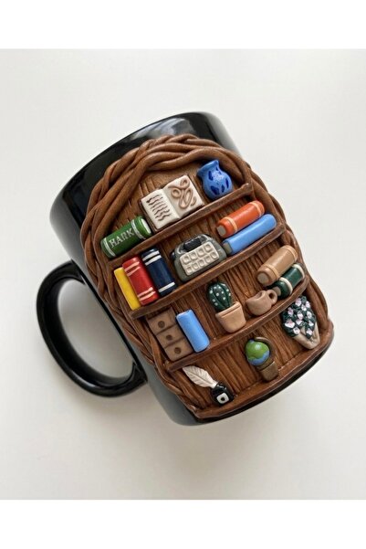 Özel Tasarım Kişiye Özel Kitaplık Tasarımlı Kupa 3d Kabartmalı Kişiselleştiri...