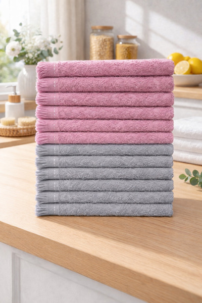 ÖZteks Total 12 Pieces 30*50 cm Kitchen Towels - Hand Towels-Drying Cloths (6...
