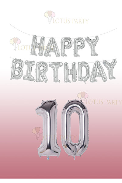 LOTUS PARTY بالون فويل فضي اللون مكتوب عليه عيد ميلاد سعيد - رقم فضي 1 سنة