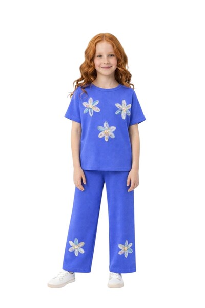 ERDEM KIDS Devojčin set od dvoglašnog tkanina sa kratkim rukavima, sa uvrnuti...