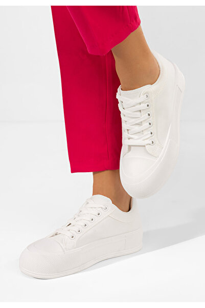 B T Shoes Γυναικεία πανινα πλατφόρμες Antonea λευκά