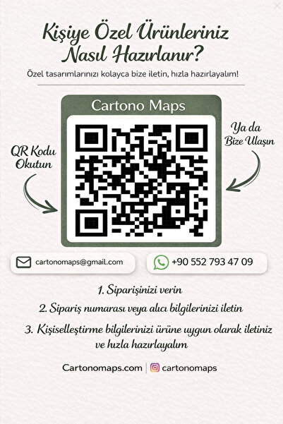 Cartono Maps Kişiye Özel Şehir Haritası Posteri