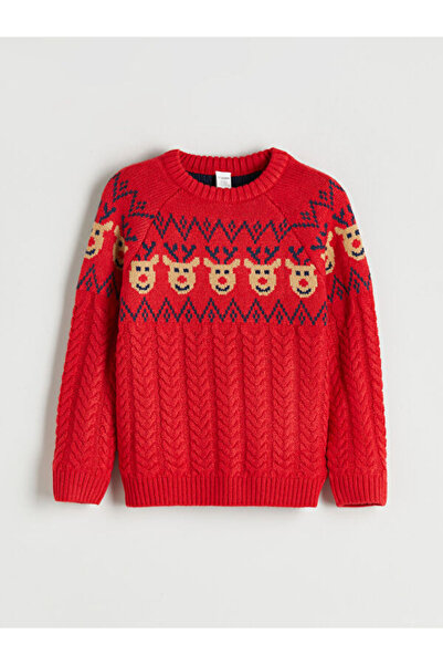 LC Waikiki Rmz Gi̇yi̇m Farki̇yla New Year's Themed Boys' Knit Sweater