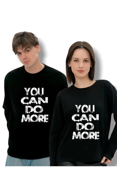 ELNOYA You Can Do More Printed Unisex Black Sweatshirt