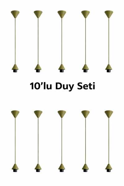 Sese Home Concept Modern 10 Adet Sarkıt Avize Duy Seti – Haki Renk Tavan Aydı...