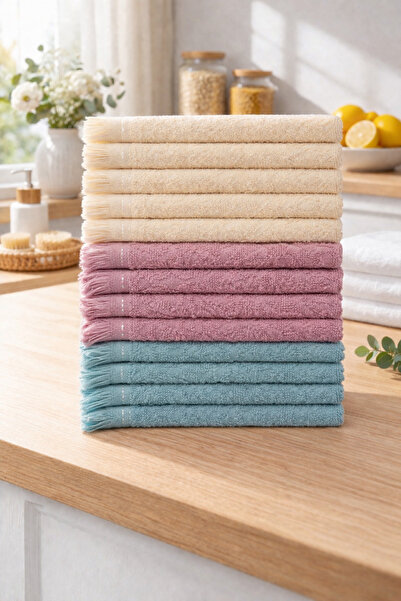 ÖZteks Total 12 pieces 30*50 cm kitchen towel - hand towel-drying cloth (4 cr...