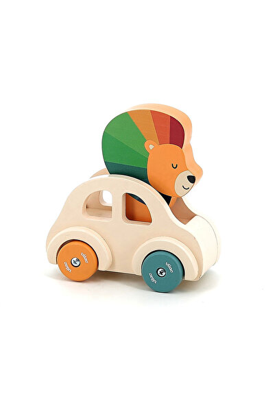 Vilac Masina Lemn Natur Cu Claxon Integrat - Leu -