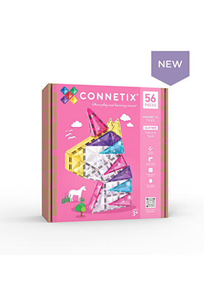 Connetix Magnetic Tiles Set Constructie Magnetic Set Unicorn Cu Sclipici – 56...