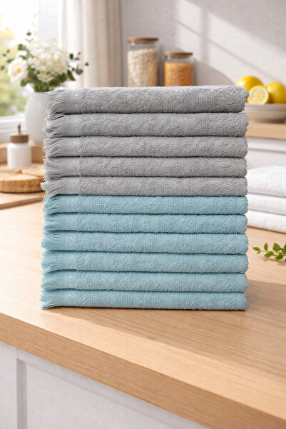 ÖZteks Total 12 Pieces 30*50 cm Kitchen Towels - Hand Towels-Drying Cloths (6...