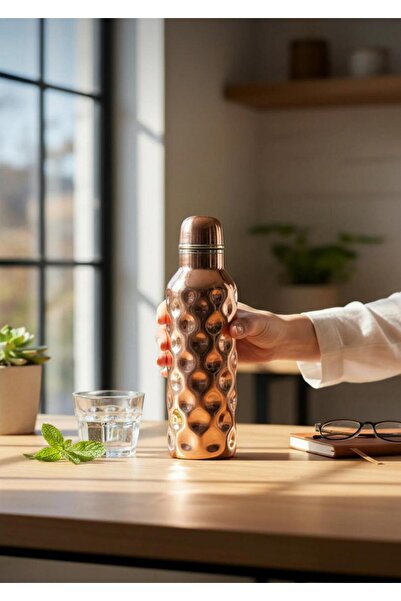 ZÜMHA Copper Color Hammer Patterned Stylish Thermos Bottle Healthy and Aesthetic