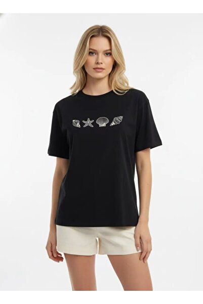 Park Karon 26027 100% Cotton Crew Neck Embroidered Pearl Embroidered Combed C...