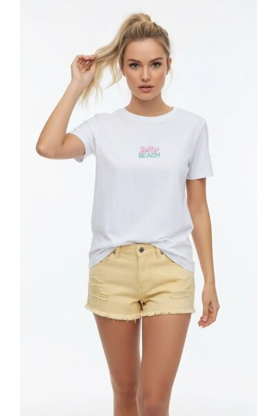 Park Karon 26015 100% Cotton Crew Neck Embroidered Combed Cotton Blouse