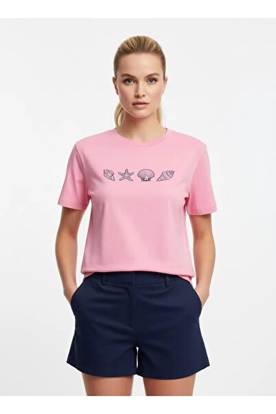 Park Karon 26027 100% Cotton Crew Neck Embroidered Pearl Embroidered Combed C...