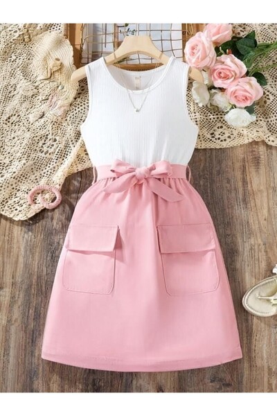 shop Pink Girls' 2-Piece Combination Woven Skirt