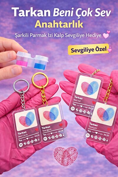 nolva Tarkan Loves Me so Much Keychain - Singing Fingerprint Heart Gift for L...