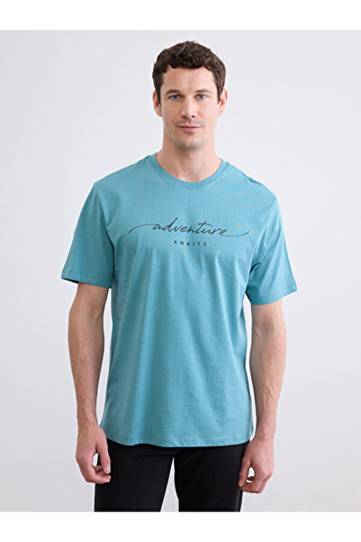 LC Waikiki Rmz Gi̇yi̇m Farkiyla Zero Roba Collar Printed Men's T-Shirt