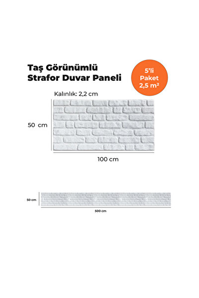 KnB Duvar Panelleri TAS-700 TAŞ GÖRÜNÜMLÜ 3D STRAFOR DUVAR PANELİ (5'Lİ PAKET)