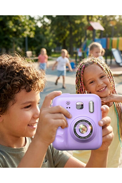 VLK Çocuklar İçin Anında Baskılı Kamera HD Ekran 4 Rulo Kağıt 5 Kalem Set Hediyeli VLK