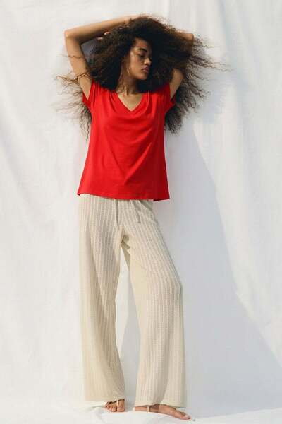 COTENCONCEPT Базова футболка з віскози з V-подібним вирізом спереду та ззаду