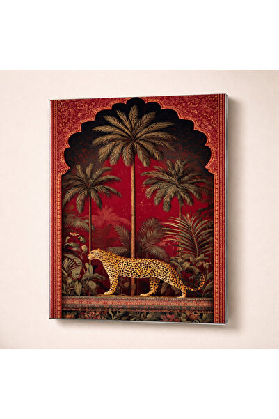 Oriental Leopar Cam Tablo Modern Dekoratif Duvar Tablosu