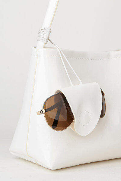 Vivaq Women's Defne White Snap Closure Handbag and Shoulder Bag with Glasses ...