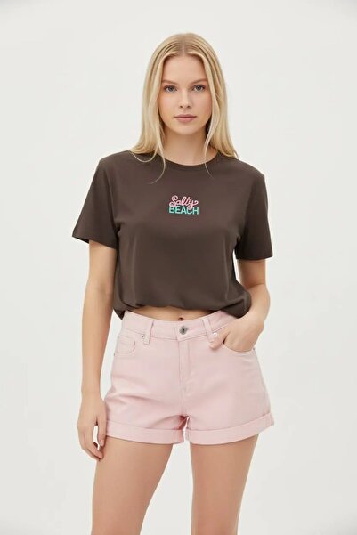 Park Karon 26015 100% Cotton Crew Neck Embroidered Combed Cotton Blouse